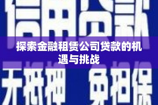 甘井子探索金融租赁公司贷款的机遇与挑战