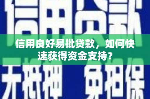 甘井子信用良好易批贷款，如何快速获得资金支持？