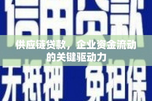 甘井子供应链贷款，企业资金流动的关键驱动力