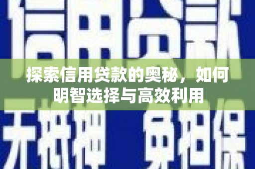 甘井子探索信用贷款的奥秘，如何明智选择与高效利用